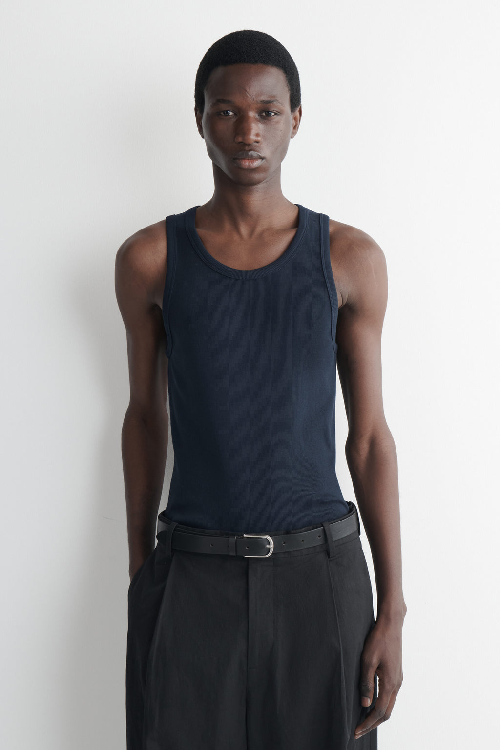 REFERENZ Lieferant (COS) - ribbed tank top navy, view 1