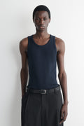REFERENZ Lieferant (COS) - ribbed tank top navy, view 1