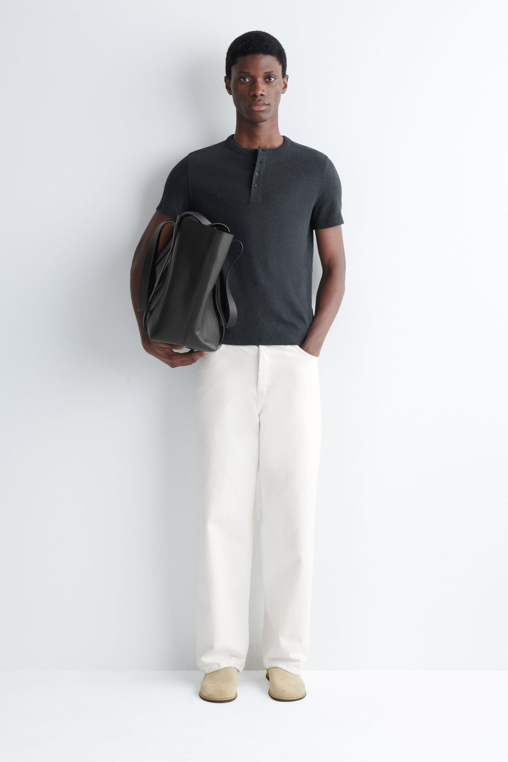 REFERENZ Lieferant (COS) - geripptes Henley navy melange, Ansicht 5 |chip:Model – wears M